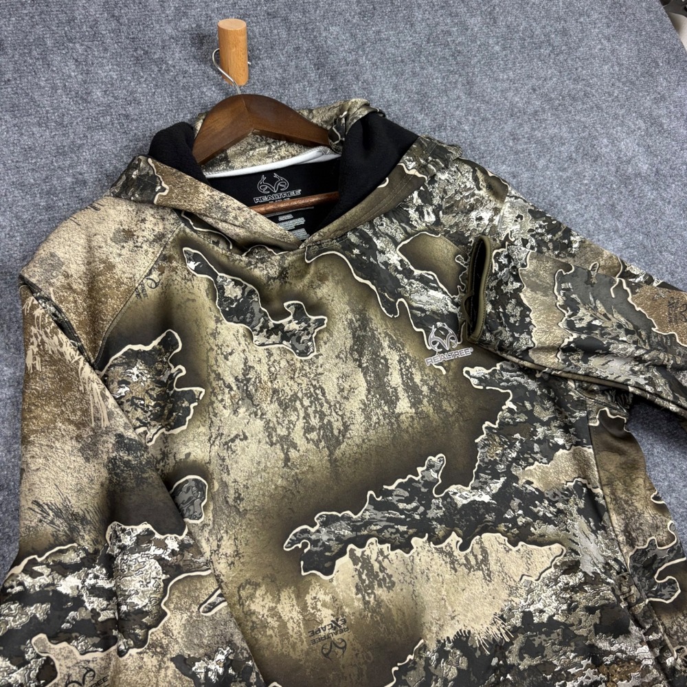 Realtree Excape Camo Hoodie Mens XL Built-in Neck Gaiter Performance Pullover